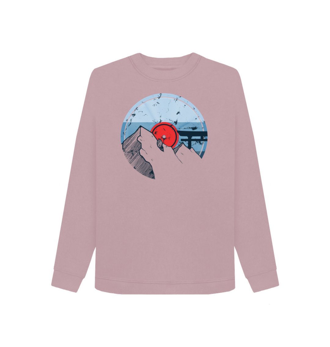 Mauve Womens Vinyl Record Mountain Sweatshirt