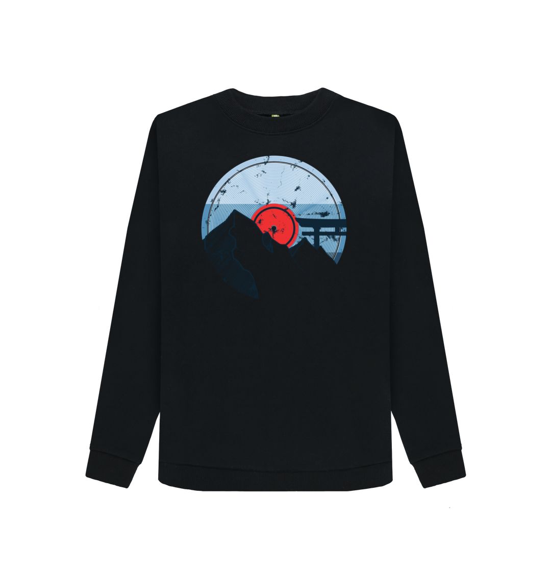 Black Womens Vinyl Record Mountain Sweatshirt