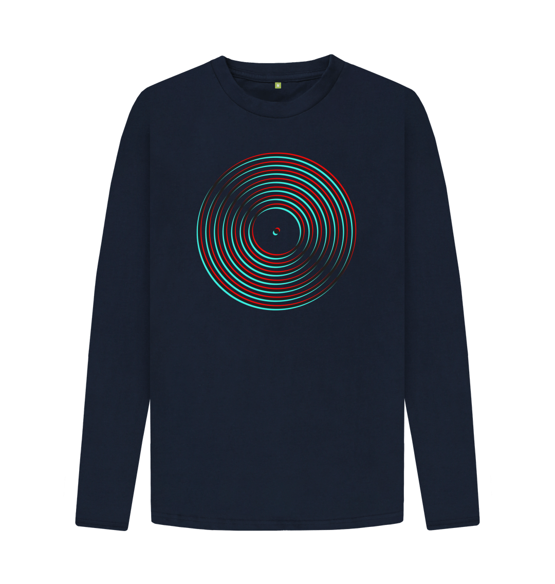 Navy Blue Vinyl Outline Mens Long Sleeve T-Shirt