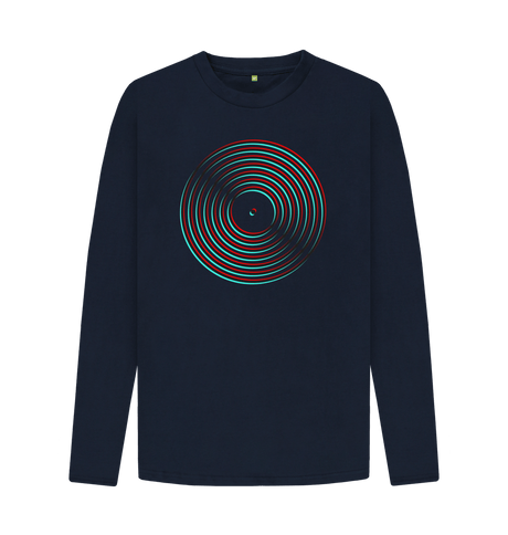 Navy Blue Vinyl Outline Mens Long Sleeve T-Shirt