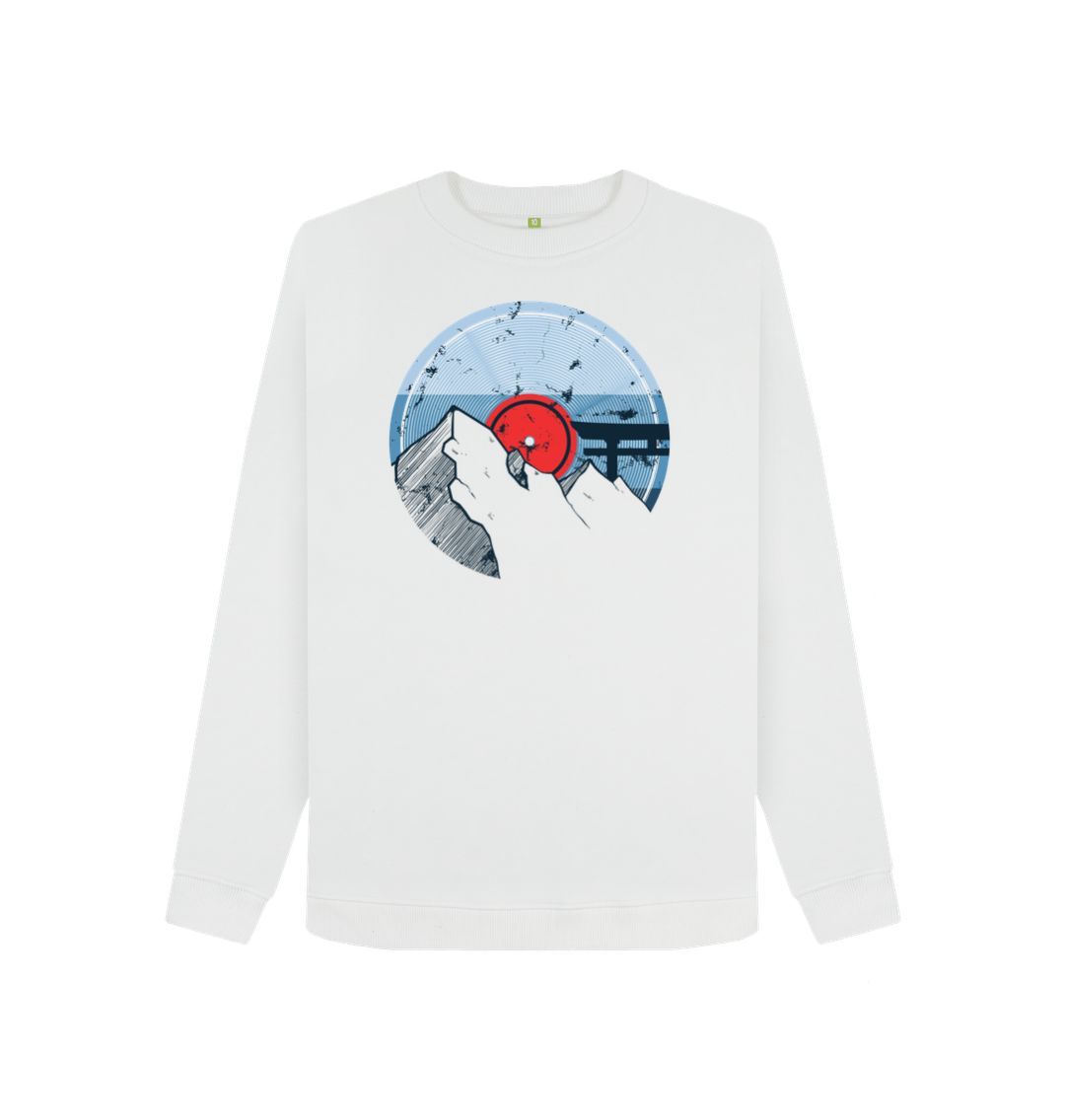 White Womens Vinyl Record Mountain Sweatshirt