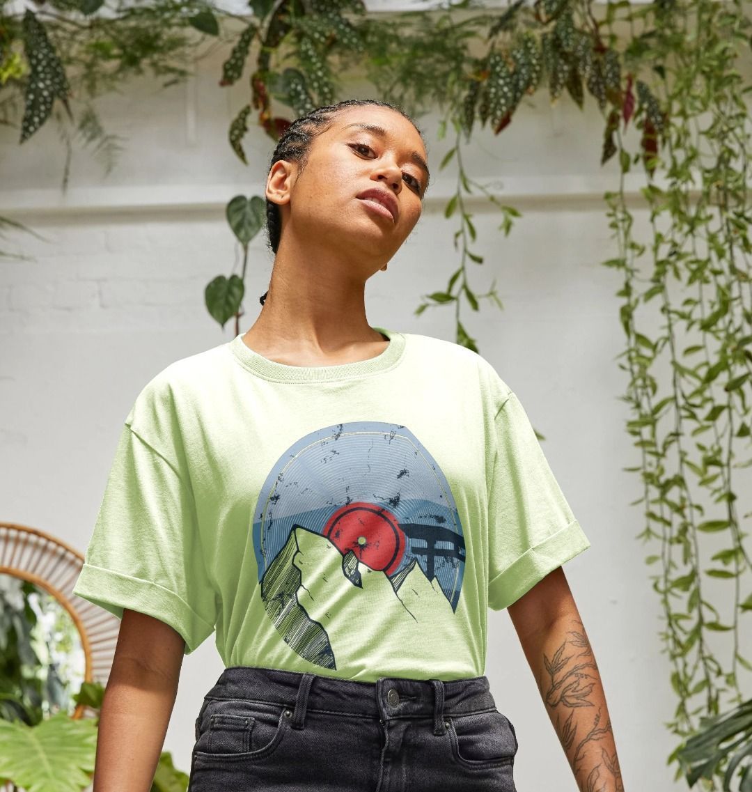 Womens Vinyl Record Mountain T-Shirt