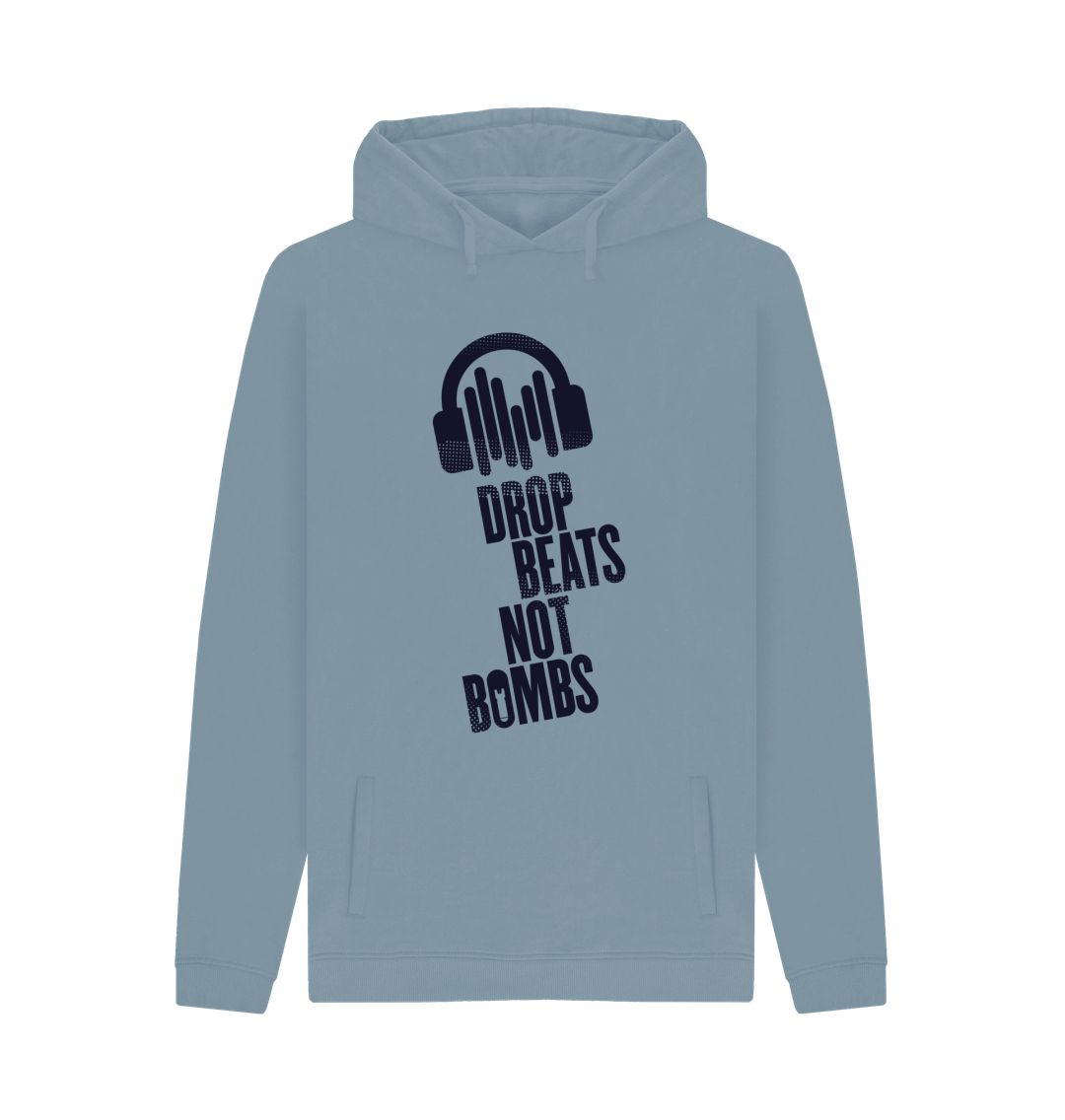 Stone Blue Drop Beats Not Bombs Sound Shirts Navy Logo Mens Hoodie