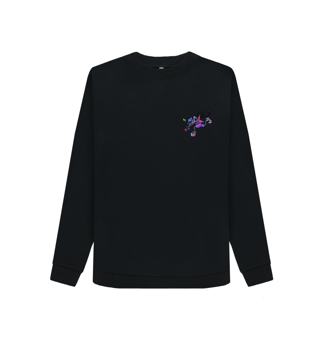 Black Printed Sweater Front