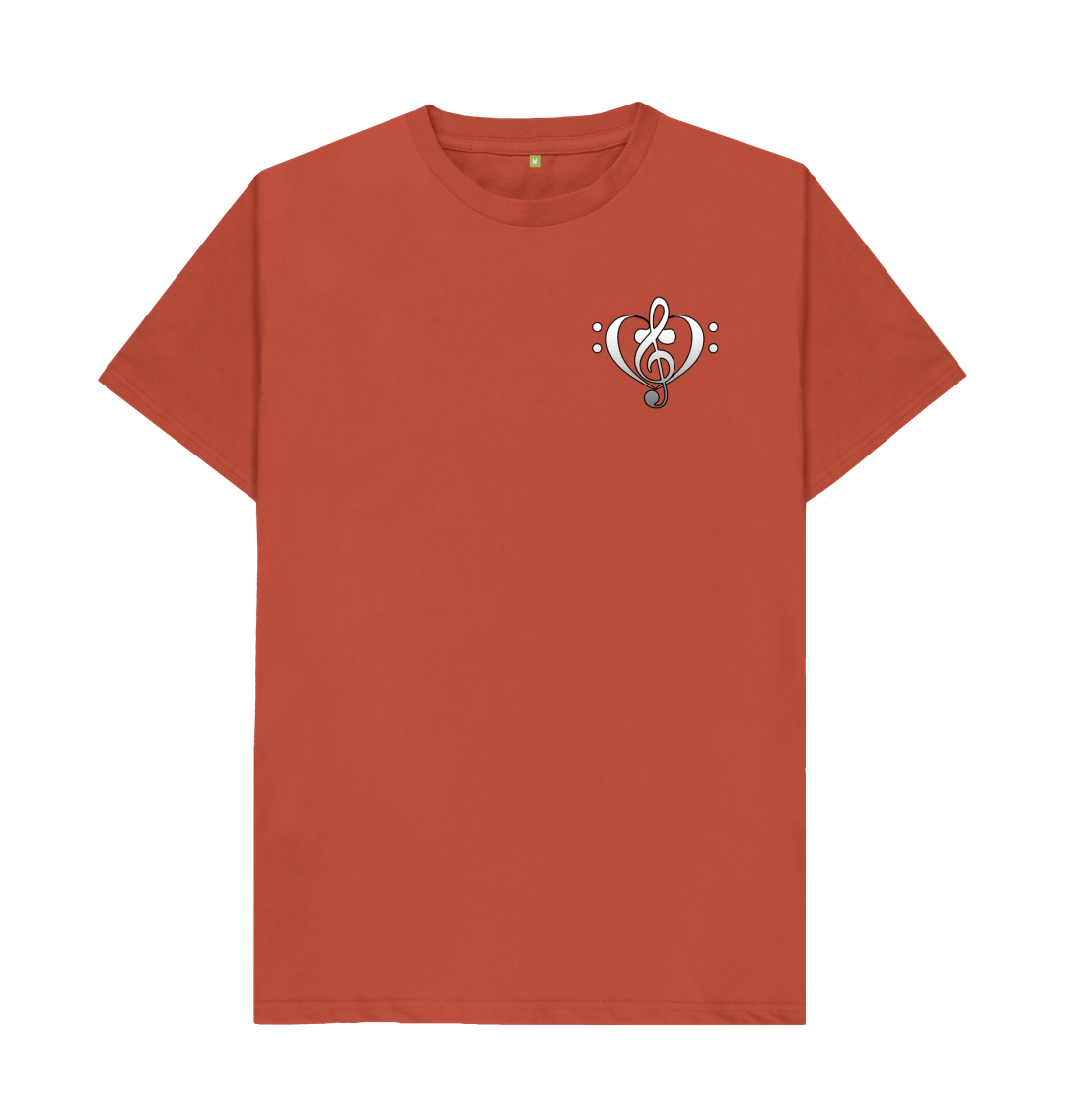 Rust Combined Clef Heart Symbol Graphic Mens T-Shirt