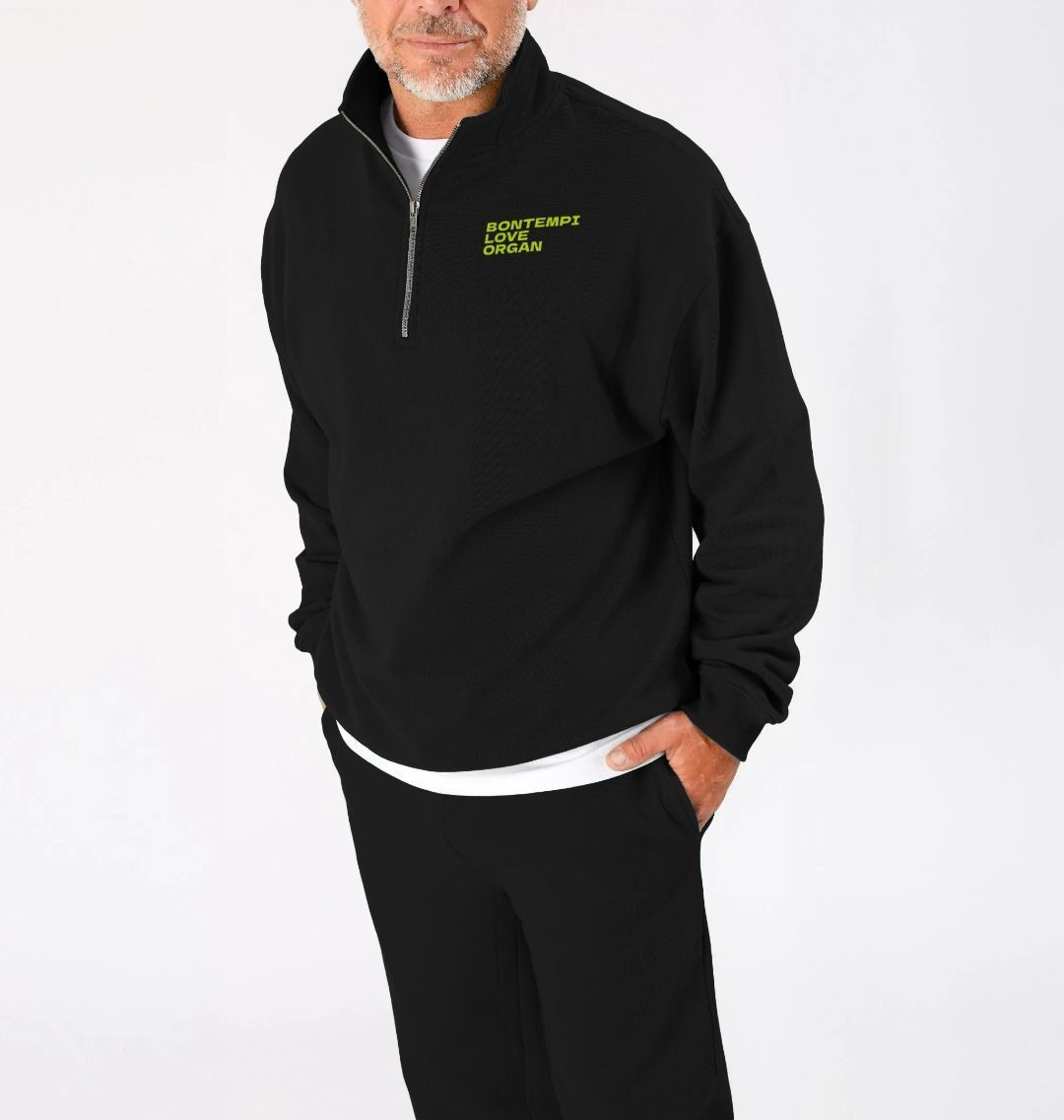 Bontempi Love Organ Unisex Quarter Zip Sweatshirt with pocket logo
