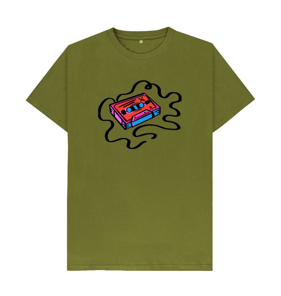 Moss Green Marker Pen Cassette Illustration T-Shirt