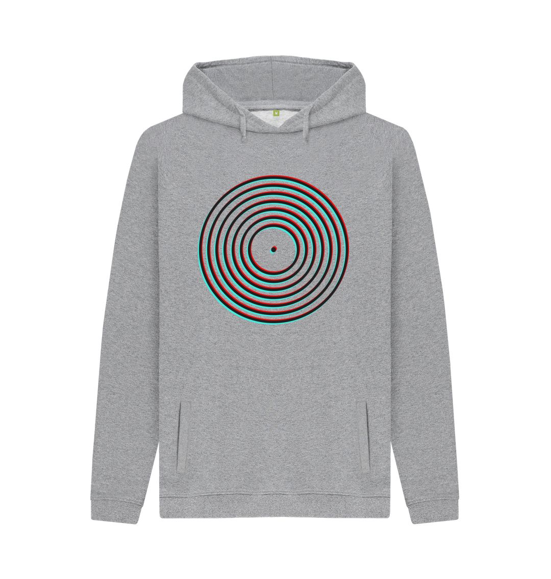 Light Heather Mens Vinyl Record Outline Hoodie