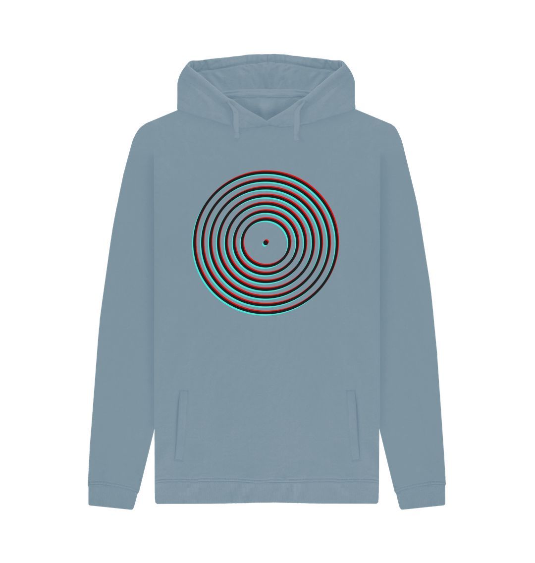 Stone Blue Mens Vinyl Record Outline Hoodie