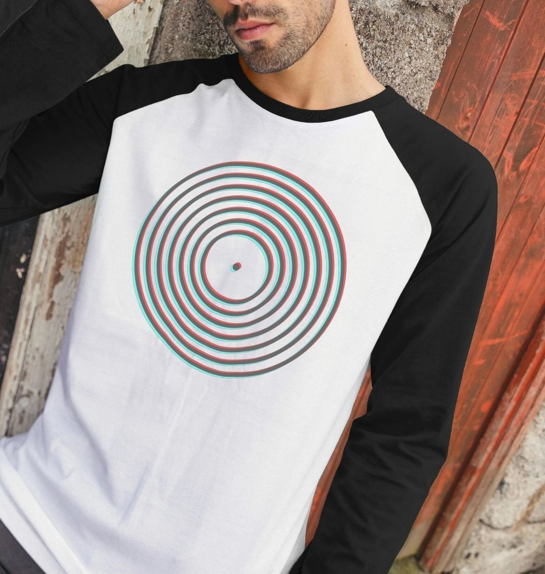 Vinyl Record Outline Mens Baseball Shirt