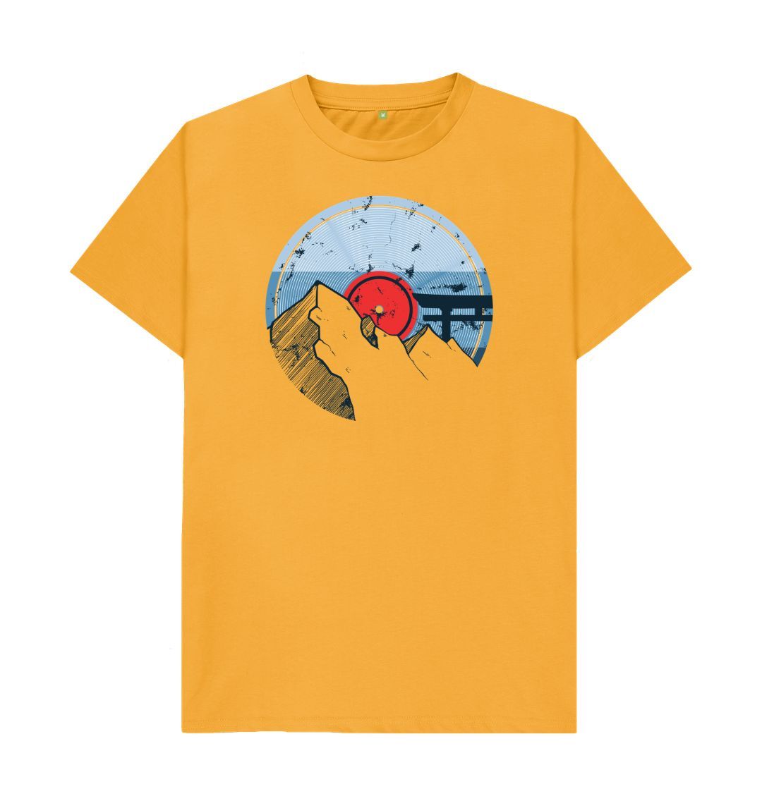 Mustard Mens Vinyl Record Mountain T-Shirt