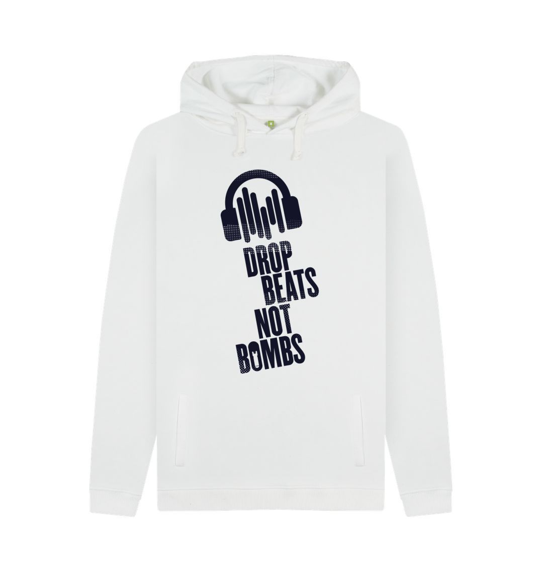 White Drop Beats Not Bombs Sound Shirts Navy Logo Mens Hoodie