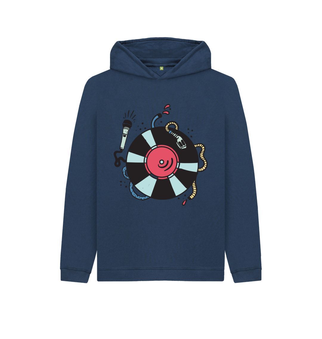 Navy Blue Kids Cartoon DJ Hoodie