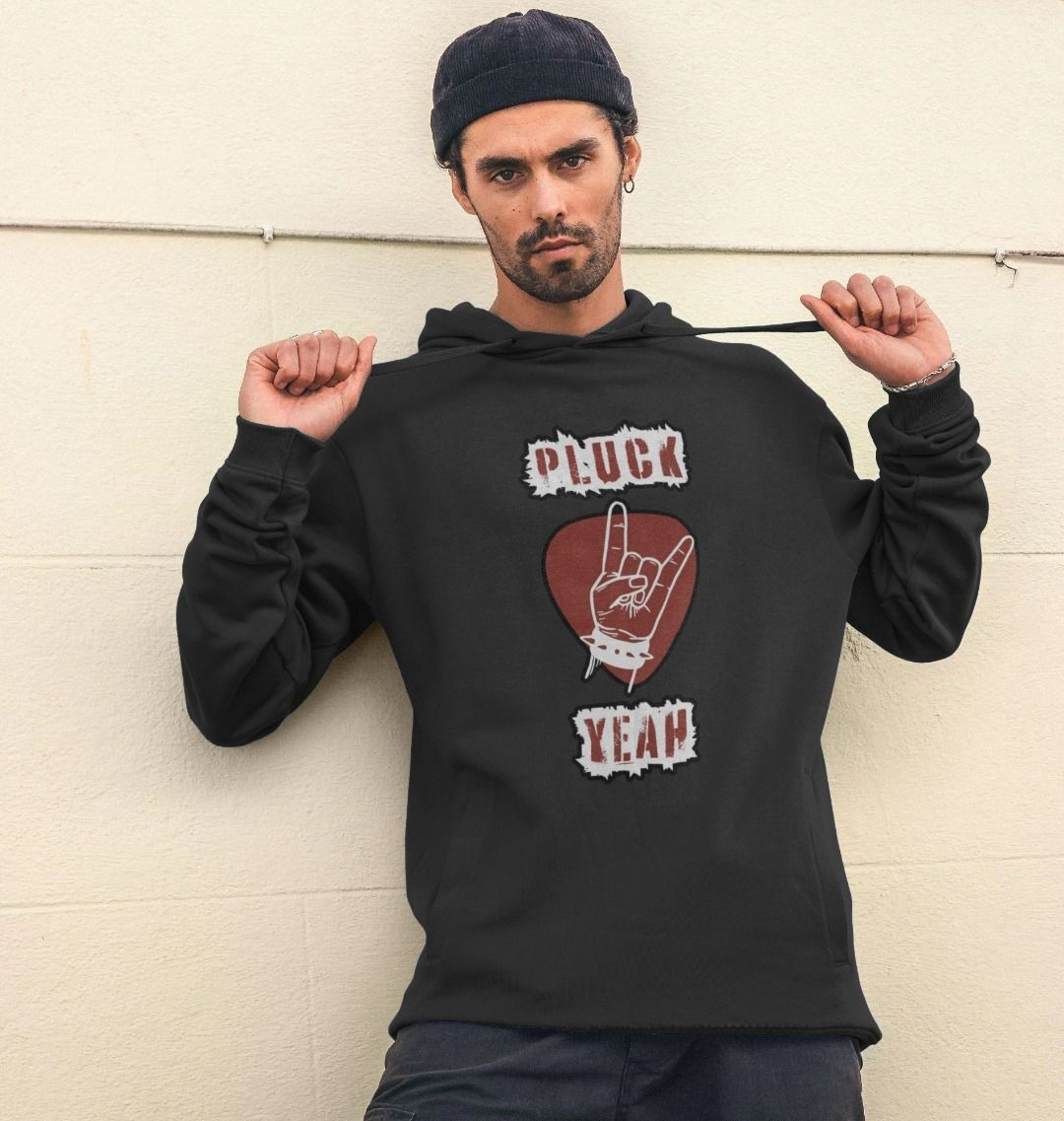 "Pluck Yeah" Graphic Mens Guitar Rock Hoodie