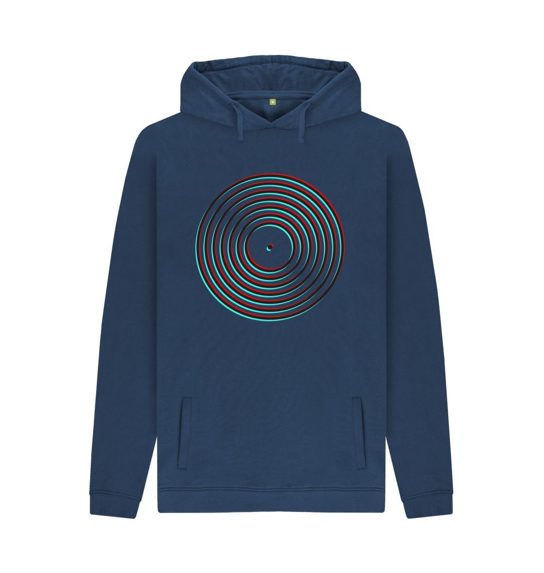 Navy Mens Vinyl Record Outline Hoodie