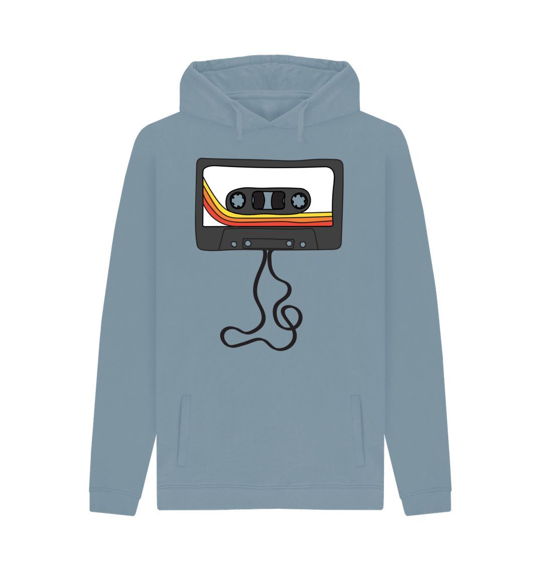 Stone Blue Mens Unwound Cassette Graphic Hoodie