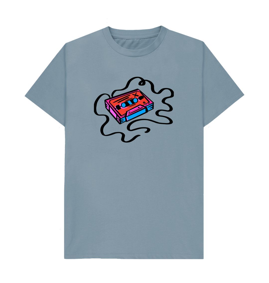 Stone Blue Marker Pen Cassette Illustration T-Shirt