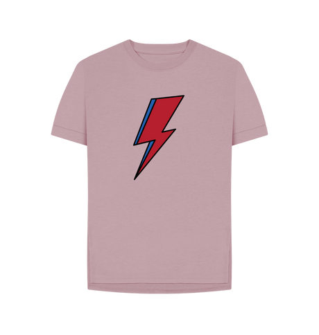 Mauve David Bowie Lightning Bolt Womens T-Shirt