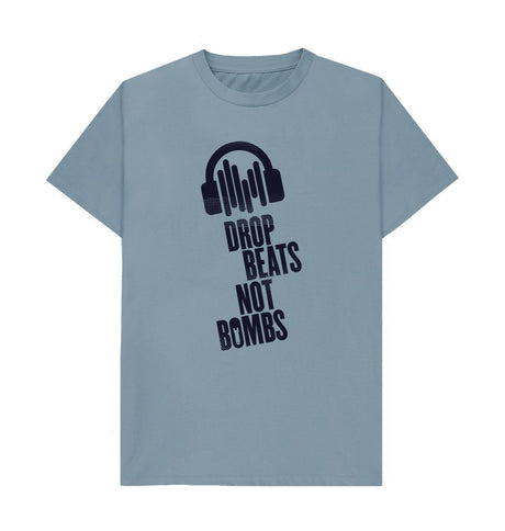 Stone Blue Drop Beats Not Bombs Sound Shirts Navy Logo T-Shirt