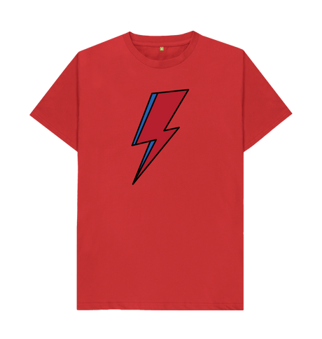 Red David Bowie Lightning Bolt Mens T-Shirt