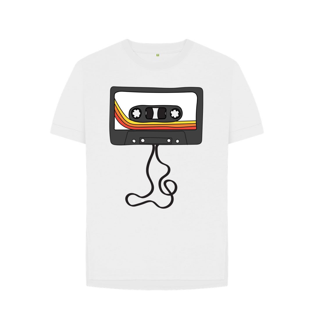 White Womens Unwound Cassette Graphic T-Shirt