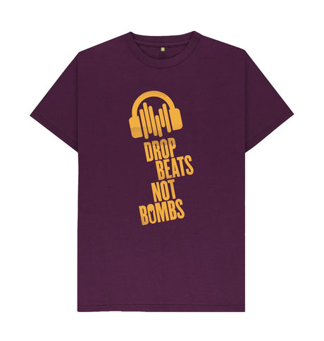 Purple Drop Beats Not Bombs Sound Shirts Yellow Logo T-Shirt