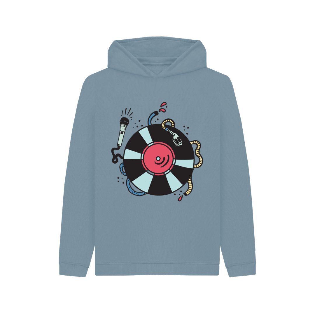 Stone Blue Kids Cartoon DJ Hoodie