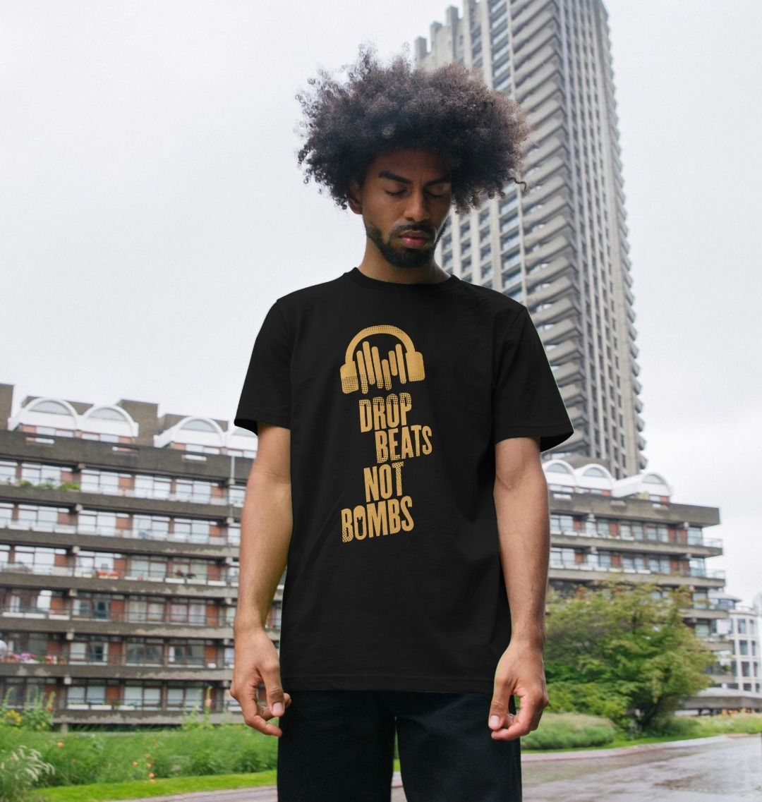 Drop Beats Not Bombs Sound Shirts Yellow Logo T-Shirt