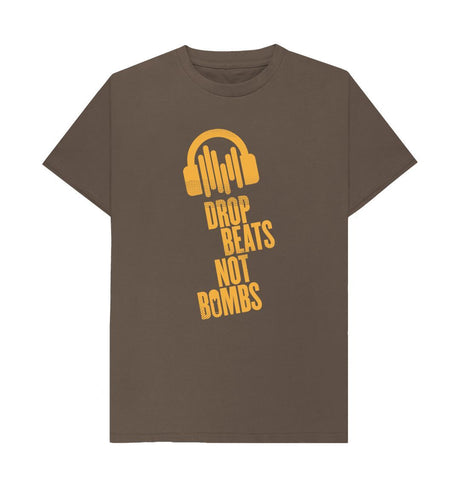 Chocolate Drop Beats Not Bombs Sound Shirts Yellow Logo T-Shirt