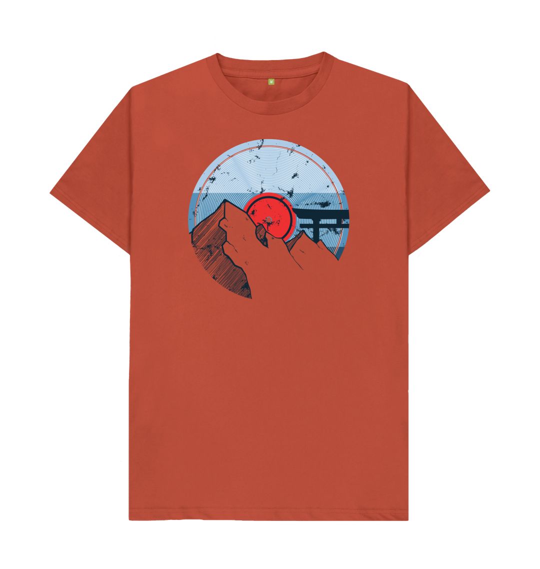 Rust Mens Vinyl Record Mountain T-Shirt