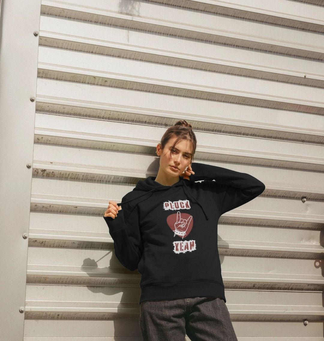 "Pluck Yeah" Graphic Rock Guitar Womens Pullover Hoodie