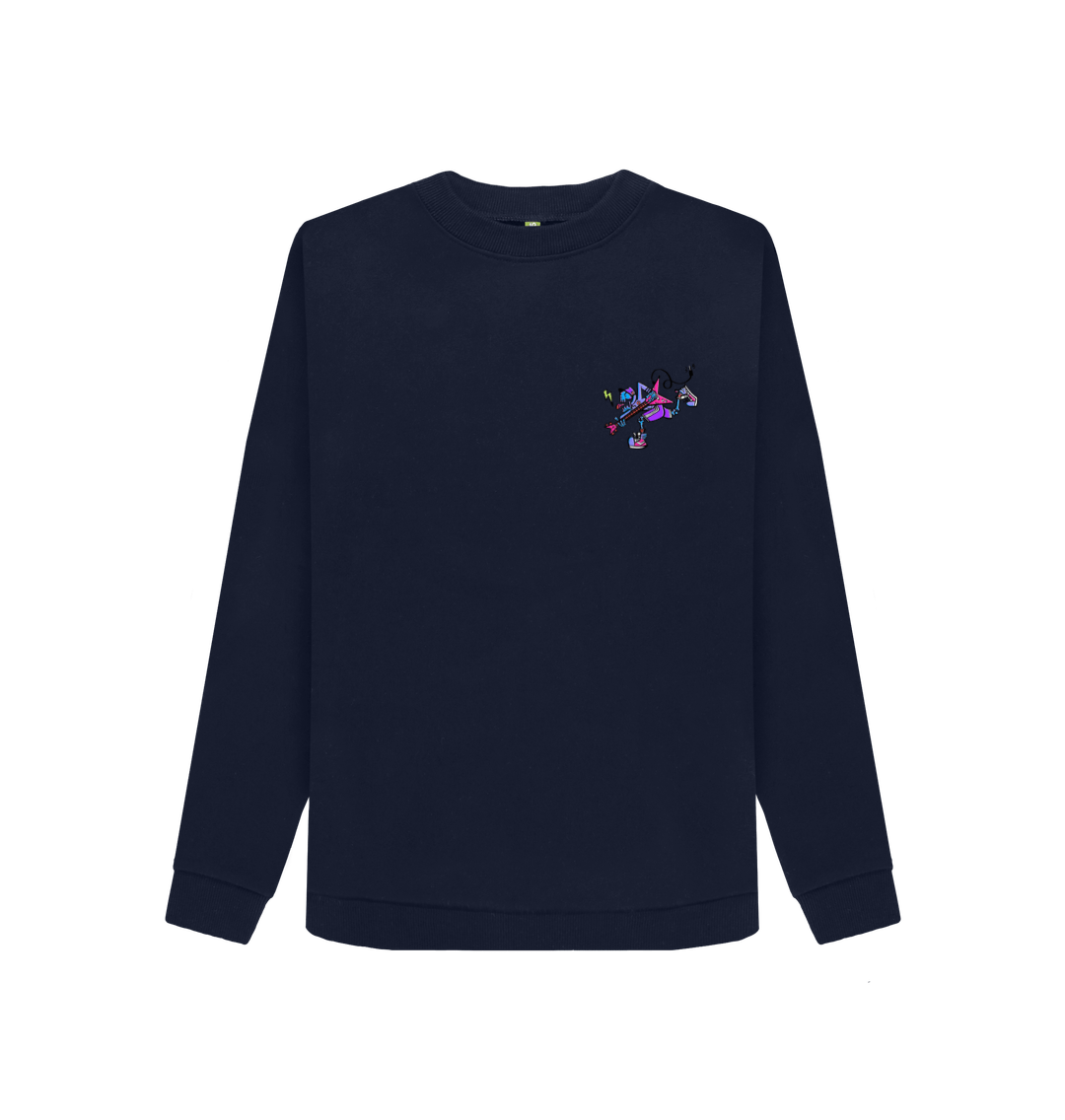 Navy Blue Printed Sweater Front
