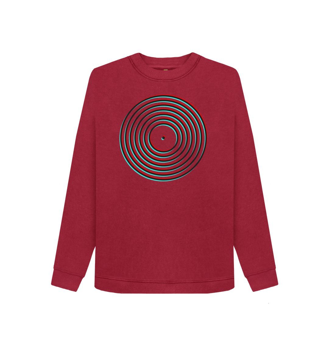 Cherry Womens Vinyl Record Outline Sweatshirt