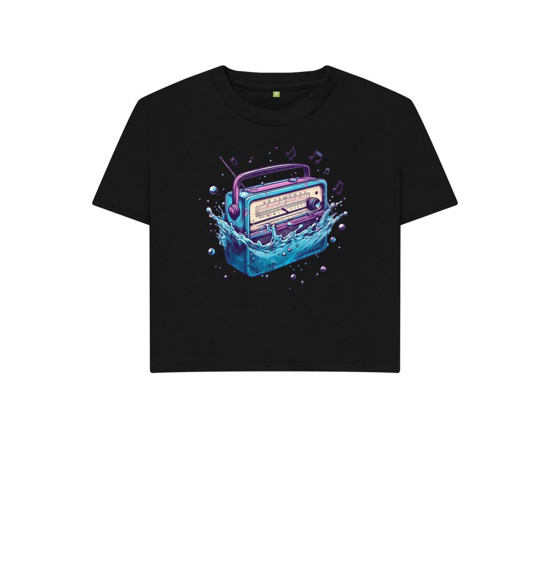 Black Women's Sync Or Swim Boxy Fit T-Shirt