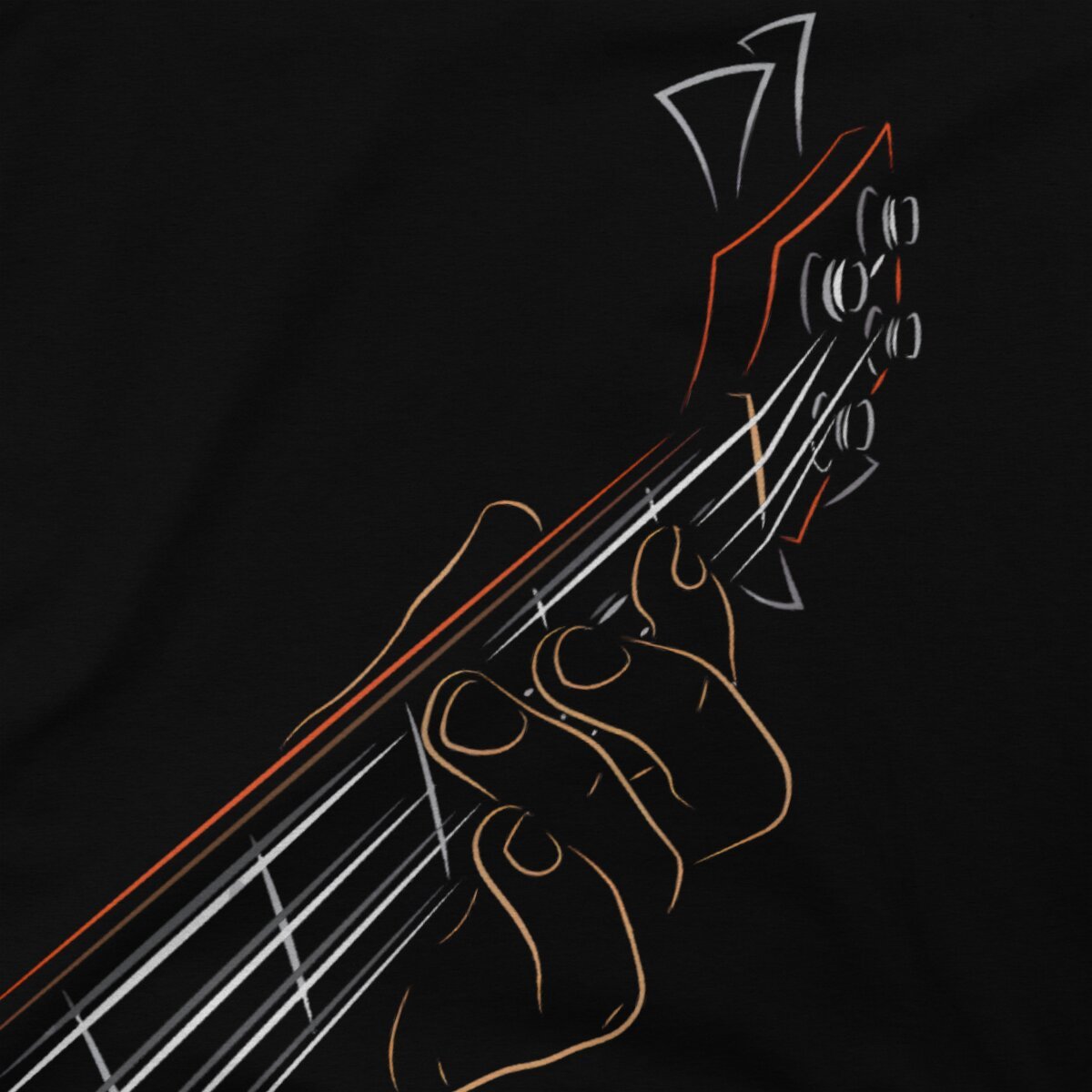Finger Bass Line Drawing T-Shirt Guitar - Sound Shirts