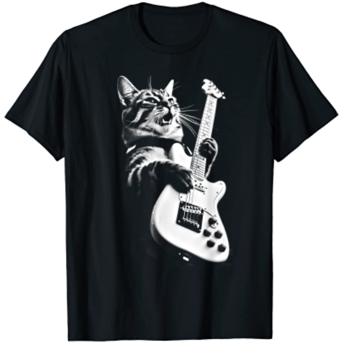 Rock Cat Playing Guitar T-Shirt Guitar - Sound Shirts