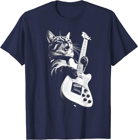 Rock Cat Playing Guitar T-Shirt Guitar - Sound Shirts