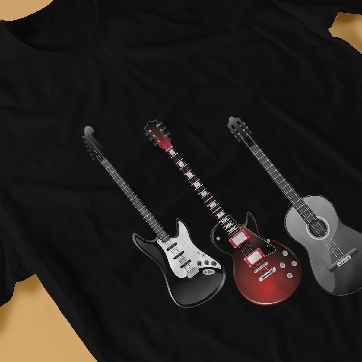 Strat, Les Paul & Acoustic Guitar T-Shirt Guitar - Sound Shirts