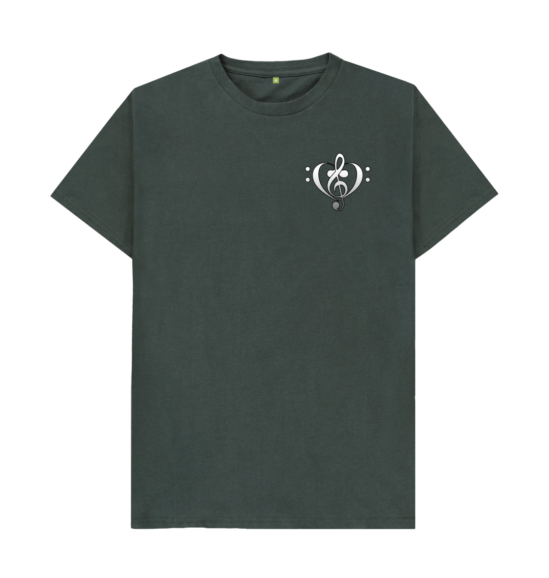 Dark Grey Combined Clef Heart Symbol Graphic Mens T-Shirt
