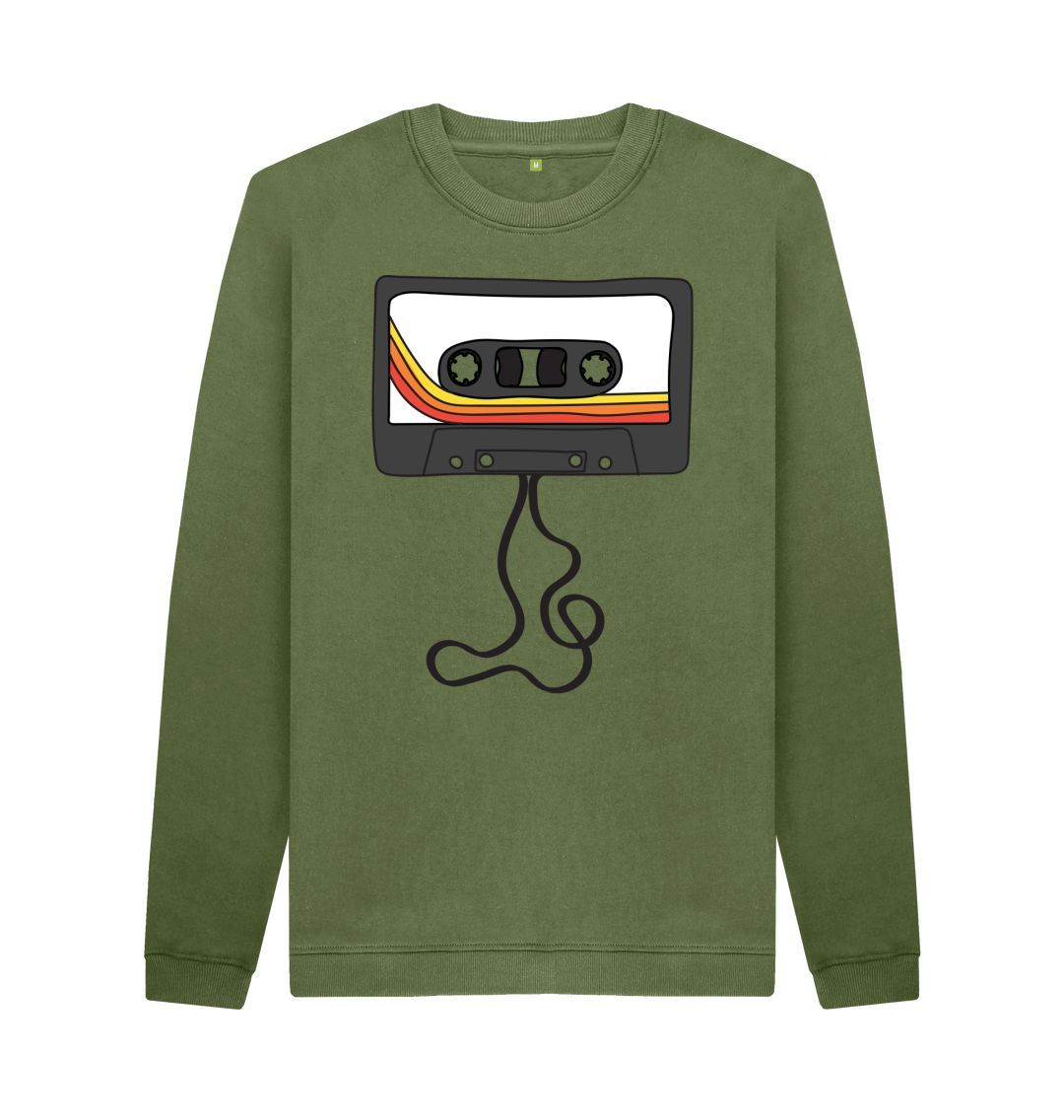 Khaki Mens Unwound Cassette Graphic Sweatshirt