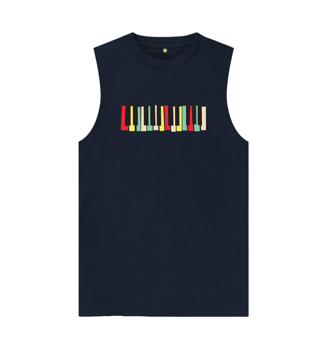 Navy Blue Colourful Keyboard Mens Vest