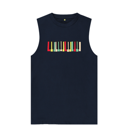 Navy Blue Colourful Keyboard Mens Vest