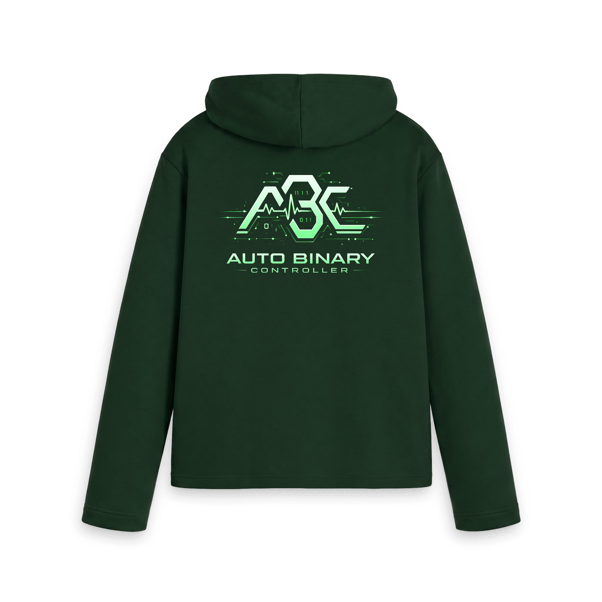 Evergreen women's relaxed fit hoodie with the ABC logo, back view