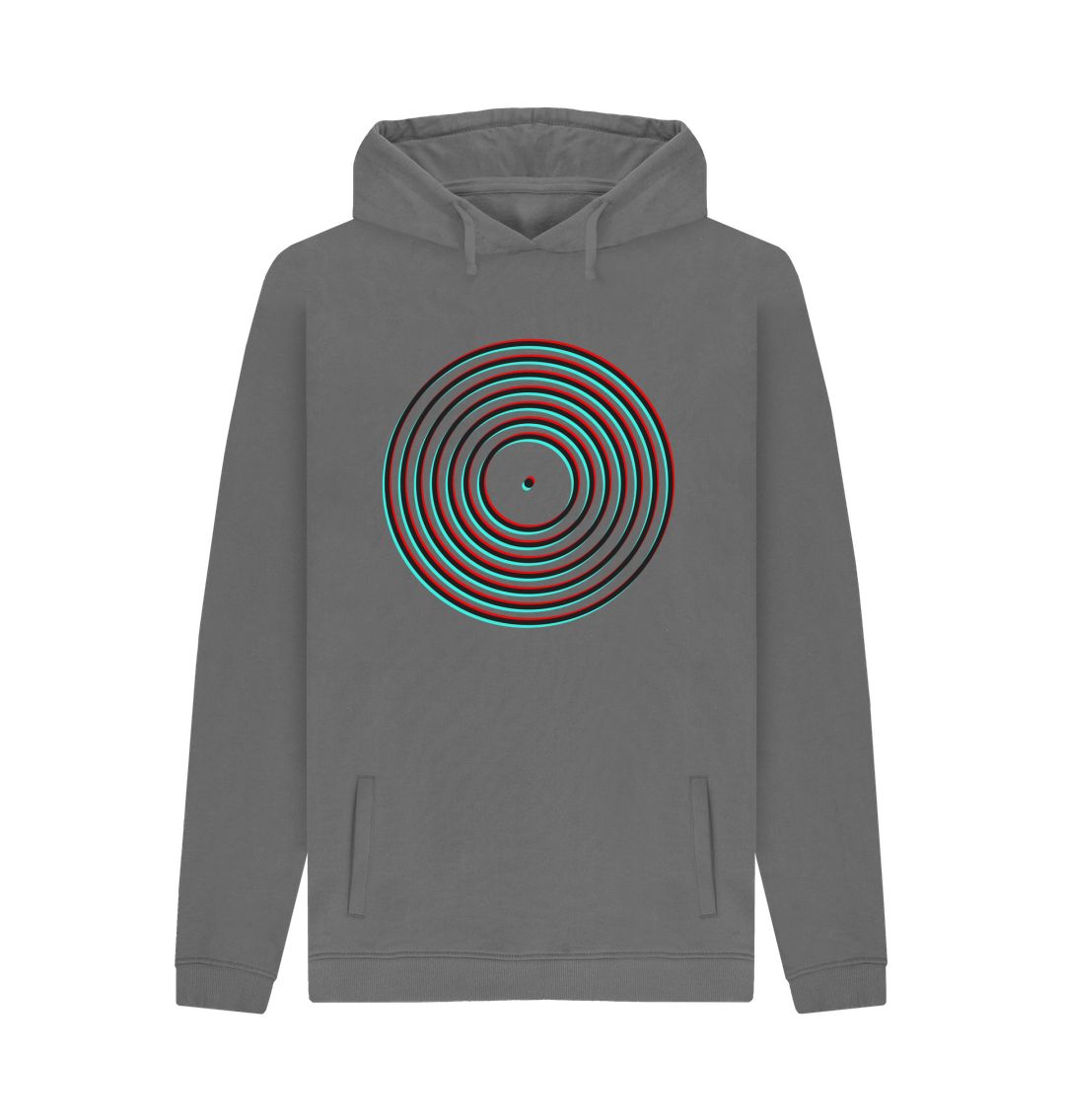 Slate Grey Mens Vinyl Record Outline Hoodie