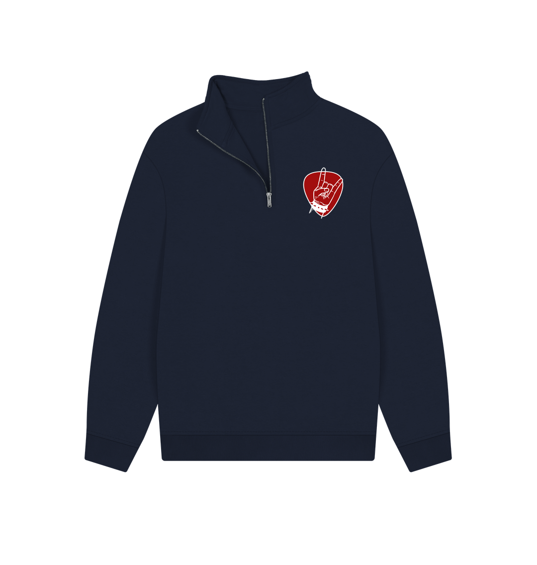 Navy Rock Plectrum Pocket Graphic Unisex Quarter Zip Sweatshirt