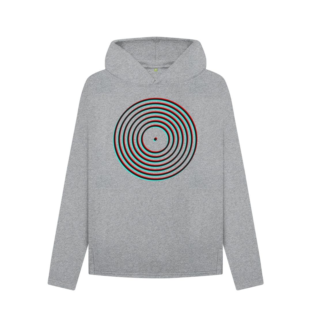 Athletic Grey Womens Vinyl Record Outline Hoodie