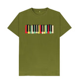 Moss Green Colourful Keyboard Print T-Shirt