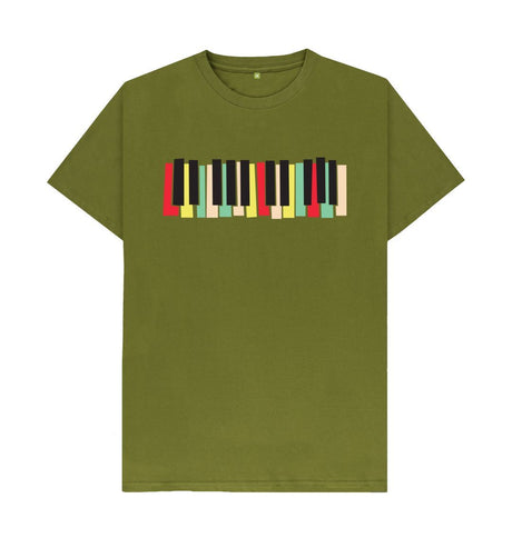 Moss Green Colourful Keyboard Print T-Shirt