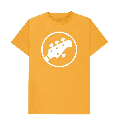Mustard Mens Stingray Bass Guitar Head Stock T-Shirt (White)