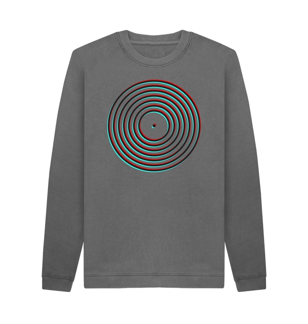 Slate Grey Mens Vinyl Record Outline Sweatshirt